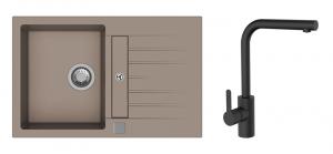 K-StrongSinks S3 Set dřez Vardar 780x500mm granit béžová + Baterie Ipoly černá