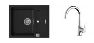 K-StrongSinks S3 Set dřez Vardar 615x500mm granit černá + Baterie Rhona chrom