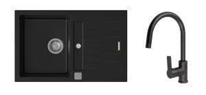 K-StrongSinks S3 Set dřez Vardar 780x500mm granit černá + Baterie Loira černá