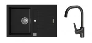 K-StrongSinks S3 Set dřez Vardar 780x500mm granit černá + Baterie Garonne čer.