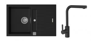 K-StrongSinks S3 Set dřez Vardar 780x500mm granit černá + Baterie Ipoly černá