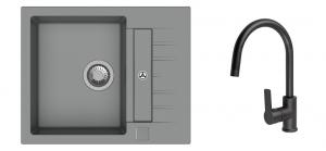 K-StrongSinks S3 Set dřez Vardar 615x500mm granit šedá + Baterie Loira černá
