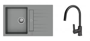 K-StrongSinks S3 Set dřez Vardar 780x500mm granit šedá + Baterie Loira černá