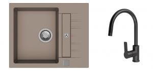 K-StrongSinks S3 Set dřez Vardar 615x500mm granit béžová + Baterie Loira černá