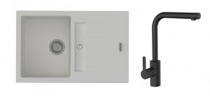 K-StrongSinks S3 Set dřez Vardar 780x500mm granit bílá + Baterie Ipoly černá