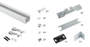 SISCO posuvné interiérové kování sada pro 1 křídlo, vedení 3m, 40kg, 2x brzda