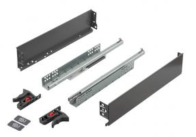 K-StrongMini zásuvka 89/450mm, tlumený plnovýsuv 30kg, šedá