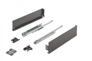 K-StrongMini zásuvka 121/500mm, tlumený plnovýsuv 30kg, šedá