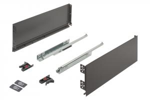 K-StrongMini zásuvka 185/350mm, tlumený plnovýsuv 30kg, šedá