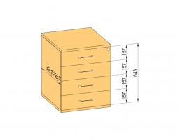 K-BBP kontejner 540mm typ 8/V 5 zásuvka plast částečný výsuv dotah