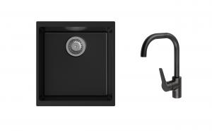 K-StrongSinks S3 Set dřez Hron 430x460mm granit černá + Baterie Garonne černá