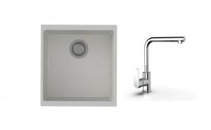 K-StrongSinks S3 Set dřez Hron 430x460mm granit bílá + Baterie  Stréva chrom