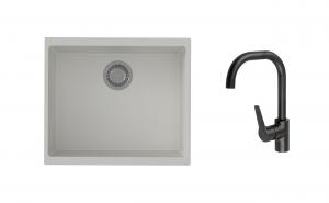 K-StrongSinks S3 Set dřez Hron 530x460mm granit bílá + Baterie Garonne černá