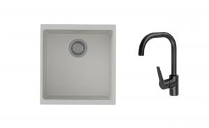 K-StrongSinks S3 Set dřez Hron 430x460mm granit bílá + Baterie Garonne černá