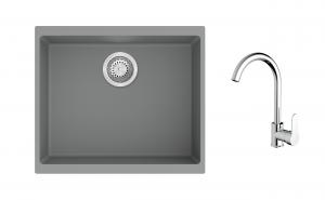 K-StrongSinks S3 Set dřez Hron 530x460mm granit šedá + Baterie Seina chrom