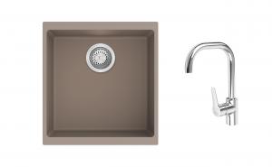 K-StrongSinks S3 Set dřez Hron 430x460mm granit béžová + Baterie Garonne chrom