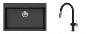 K-StrongSinks S3 Set dřez Ipel 780x510mm granit černá + Baterie Neris černá