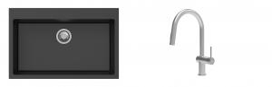 K-StrongSinks S3 Set dřez Ipel 780x510mm granit černá + Baterie Neris celonerez