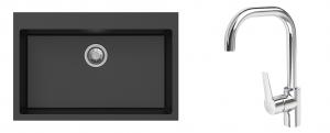K-StrongSinks S3 Set dřez Ipel 780x510mm granit černá + Baterie Garonne chrom