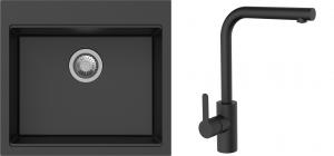 K-StrongSinks S3 Set dřez Ipel 560x510mm granit černá + Baterie Ipoly černá