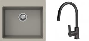 K-StrongSinks S3 Set dřez Ipel 560x510mm granit béžová + Baterie Loira černá