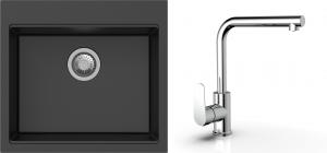 K-StrongSinks S3 Set dřez Ipel 560x510mm granit černá + Baterie Stréva chrom
