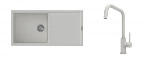 K-StrongSinks S3 Set dřez Labe 1000x500mm granit bílá + Baterie Arda bílá