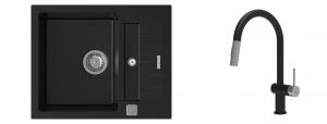 K-StrongSinks S3 Set dřez Vardar 615x500mm granit černá + Baterie Neris černá/n.