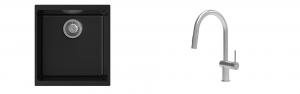 K-StrongSinks S3 Set dřez Hron 430x460mm granit černá + Baterie Neris celonerez