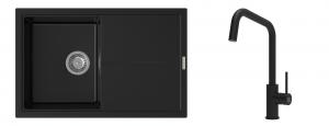 K-StrongSinks S3 Set dřez Labe 780x500mm granit černá + Baterie  Arda černá