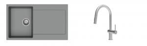 K-StrongSinks S3 Set dřez Zala 860x500mm granit šedá + Baterie Neris celonerez