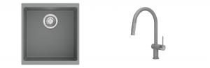 K-StrongSinks S3 Set dřez Hron 430x460mm granit šedá + Baterie Neris šedá