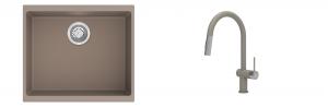 K-StrongSinks S3 Set dřez Hron 530x460mm granit béžová + Baterie Neris béžová