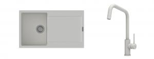 K-StrongSinks S3 Set dřez Zala 860x500mm granit bílá + Baterie Arda bílá