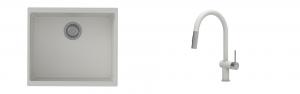 K-StrongSinks S3 Set dřez Hron 530x460mm granit bílá + Baterie Neris bílá