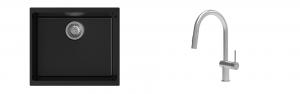 K-StrongSinks S3 Set dřez Hron 530x460mm granit černá + Baterie Neris celonerez