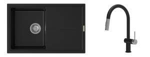 K-StrongSinks S3 Set dřez Labe 780x500mm granit černá + Baterie Neris černá/n.
