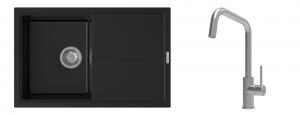K-StrongSinks S3 Set dřez Labe 780x500mm granit černá + Baterie Arda nerez