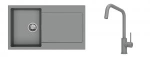 K-StrongSinks S3 Set dřez Zala 860x500mm granit šedá + Baterie Arda šedá