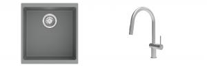 K-StrongSinks S3 Set dřez Hron 430x460mm granit šedá + Baterie Neris celonerez