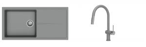K-StrongSinks S3 Set dřez Labe 1000x500mm granit šedá + Baterie Neris šedá