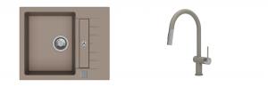 K-StrongSinks S3 Set dřez Vardar 615x500mm granit béžová + Baterie Neris béžová