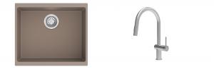 K-StrongSinks S3 Set dřez Hron 530x460mm granit béžová + Baterie Neris celonerez