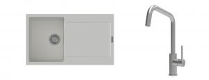 K-StrongSinks S3 Set dřez Zala 860x500mm granit bílá + Baterie Arda nerez