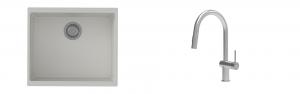 K-StrongSinks S3 Set dřez Hron 530x460mm granit bílá + Baterie Neris celonerez