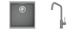 K-StrongSinks S3 Set dřez Hron 430x460mm granit šedá + Baterie Arda šedá