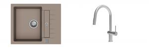K-StrongSinks S3 Set dřez Vardar 615x500mm granit béžová + Baterie Neris nerez