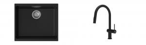 K-StrongSinks S3 Set dřez Hron 530x460mm granit černá + Baterie Neris černá