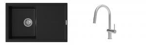 K-StrongSinks S3 Set dřez Labe 780x500mm granit černá + Baterie Neris celonerez