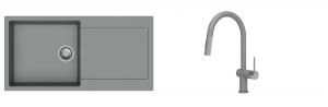 K-StrongSinks S3 Set dřez Zala 1000x500mm granit šedá + Baterie Neris šedá